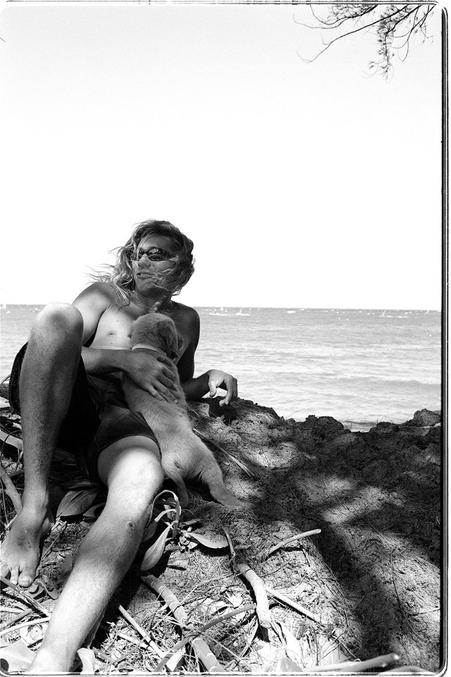 josh stone beach portrait with dog